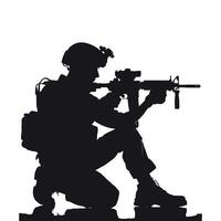 soldiers with guns and backpacks silhouette design template illustration vector