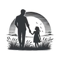 fathers day with fathers and children silhouettes design template illustration vector