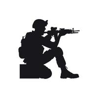 soldiers with guns and backpacks silhouette design template illustration vector