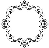 frame with floral ornament illustration black and white vector