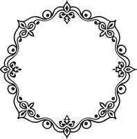 frame with floral ornament illustration black and white vector