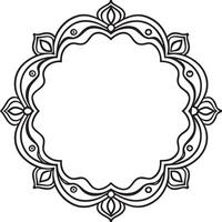 abstract floral frame with ornament black and white vector