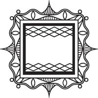 frame with floral ornament illustration black and white vector