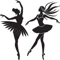 silueta de un bailando bailarina ilustración negro y blanco ilustración vector