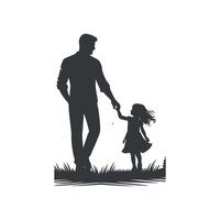 fathers day with fathers and children silhouettes design template illustration vector