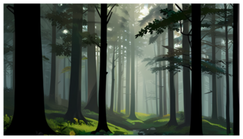 View of Trees in the Forest with a Natural Theme png