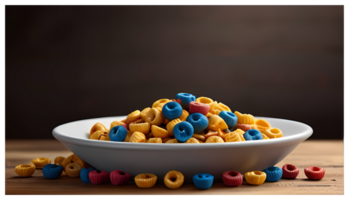 ilustração do uma tigela do cereal com misturado fruta png