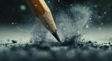 Pencil Embedded in Pile of Dirt photo