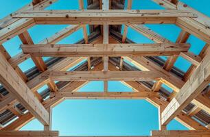 Wooden Structure Against Blue Sky photo