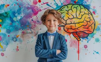 Young Boy in Blue Suit and Bow Tie photo