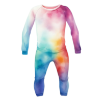 une coloré tie-dye à manches longues chemise et un pantalon ensemble pour une bébé ou tout-petit. png