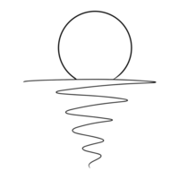 Continuous one line drawing of river and full moon. png