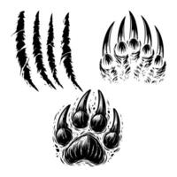 Claw marks scratch marks of dragon, bear, tiger beast, Silhouette vector