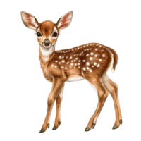 Baby Hirsch Aquarell Illustration Wald Kitz isoliert auf transparent Hintergrund png