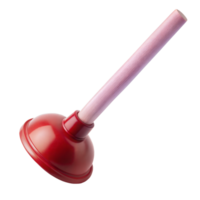 Red Plunger With Pink Wooden Handle Isolated On Transparent Background png