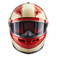 Red and White Racing Helmet With Visor, Front View png