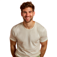 Young Man Smiling in Casual T-Shirt Posing png