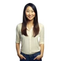 Smiling Woman Standing Against Transparent Background png