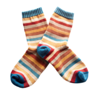 Colorful Striped Socks With Blue Accents Isolated on Transparent Background png