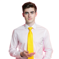 Young Businessman With Yellow Tie Posing Confidently png