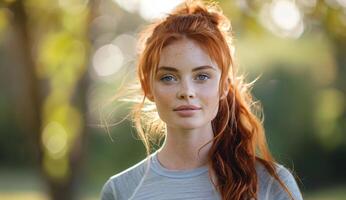 Woman With Red Hair and Blue Eyes photo