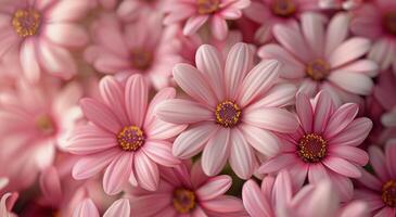 Cluster of Pink Flowers With Black Centers photo