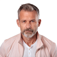 Close Up Portrait of a Serious Middle-Aged Man Wearing a Pink Jacket png