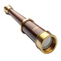 Antique Brass and Wood Telescope on Transparent Background png