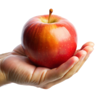 main en portant une Frais rouge Pomme avec transparent Contexte png