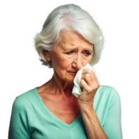 Elderly Woman Wiping Tears With Tissue png