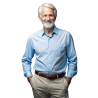 Man in Blue Shirt Standing With Hands in Pockets png