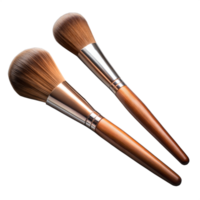 Two High-Quality Makeup Brushes With Wooden Handles on Transparent Background png
