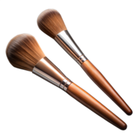 deux haute qualité maquillage brosses avec en bois poignées sur transparent Contexte png