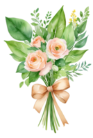 watercolor floral hand bouquet, wedding flowers gift png