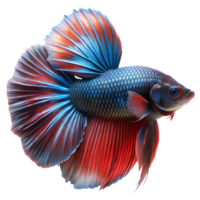 Vibrant Blue And Red Betta Fish Swimming Gracefully Against Transparent Background png