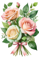 watercolor rose flower hand bouquet png