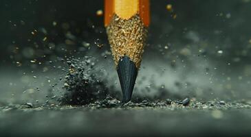 Pencil Embedded in Pile of Dirt photo