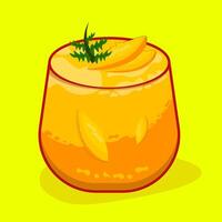 fresh peach sangria juice with mint leaves garnish vector