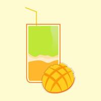 a glass of ice with a mixture of mango matcha and latte vector