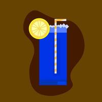 a Blue Lagoon Mocktail drink with fresh lemon slices beside the glass and straw vector