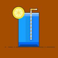 A Blue Lagoon Mocktail with a straw and a slice of lemon on top. The image has a playful and lighthearted mood vector