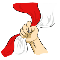 Hand holding Indonesian flag for independence day celebration png