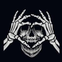 Gesture hands heart, skeleton and skull vector
