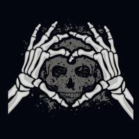 Gesture hands heart, skeleton and skull vector