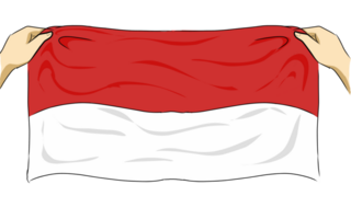 Hand holding Indonesian flag for independence day celebration png