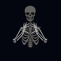 Gesture hands heart, skeleton and skull vector