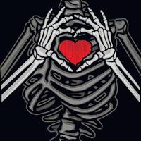 Gesture hands heart, skeleton and skull vector