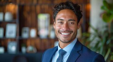 sonriente hombre en traje y Corbata foto