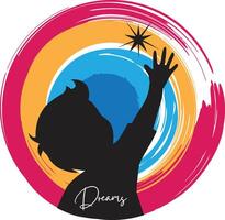 Kids dreams reaching for star clipart for logo design vector