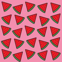 Pattern of watermelon slices. Cute red watermelons on a pink background, design for wrapping paper, fabric, textiles, prints and wallpaper vector